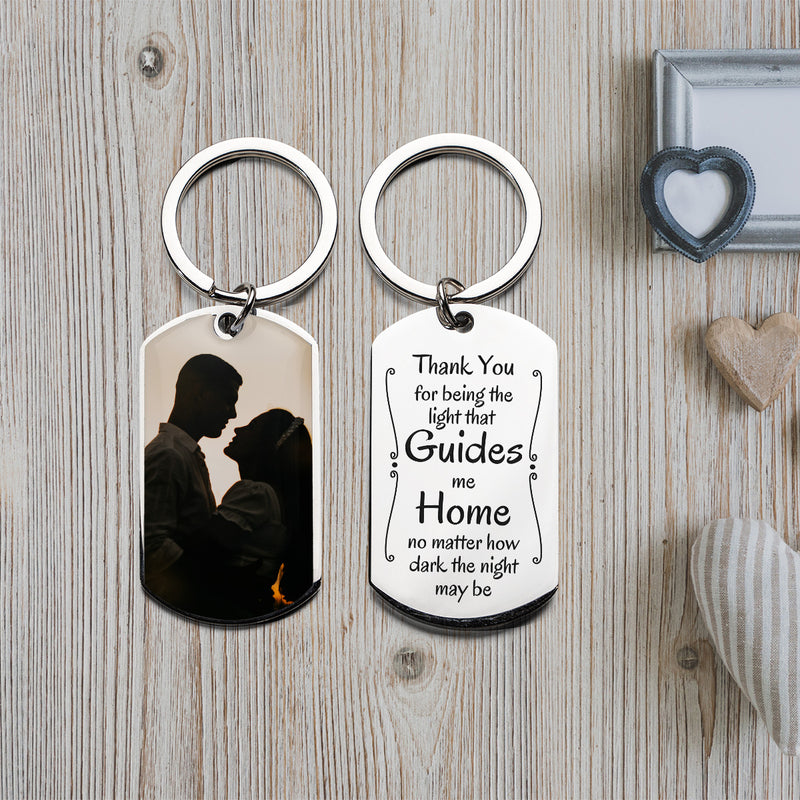 Engraved Stainless Steel Keychain | Perfect Gift for Him for Valentines Day | Durable and Stylish | Guides me Home