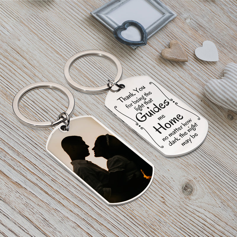 Engraved Stainless Steel Keychain | Perfect Gift for Him for Valentines Day | Durable and Stylish | Guides me Home