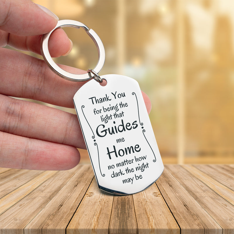 Engraved Stainless Steel Keychain | Perfect Gift for Him for Valentines Day | Durable and Stylish | Guides me Home