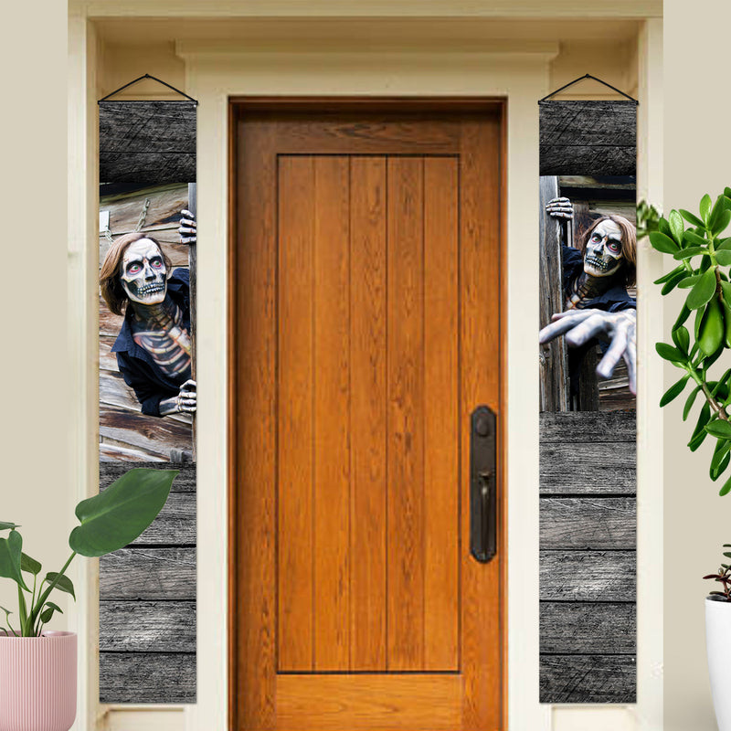 Spooky Door Banners | Chilling Realistic images for Halloween Season | Eerie Door decoration | Creepy Lookout