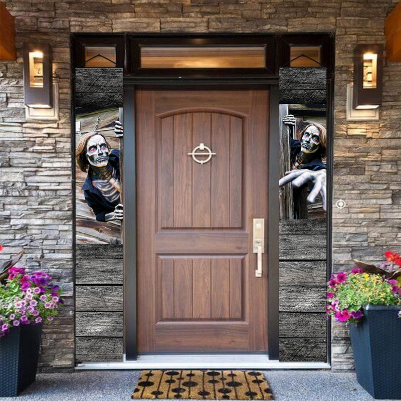 Spooky Door Banners | Chilling Realistic images for Halloween Season | Eerie Door decoration | Creepy Lookout