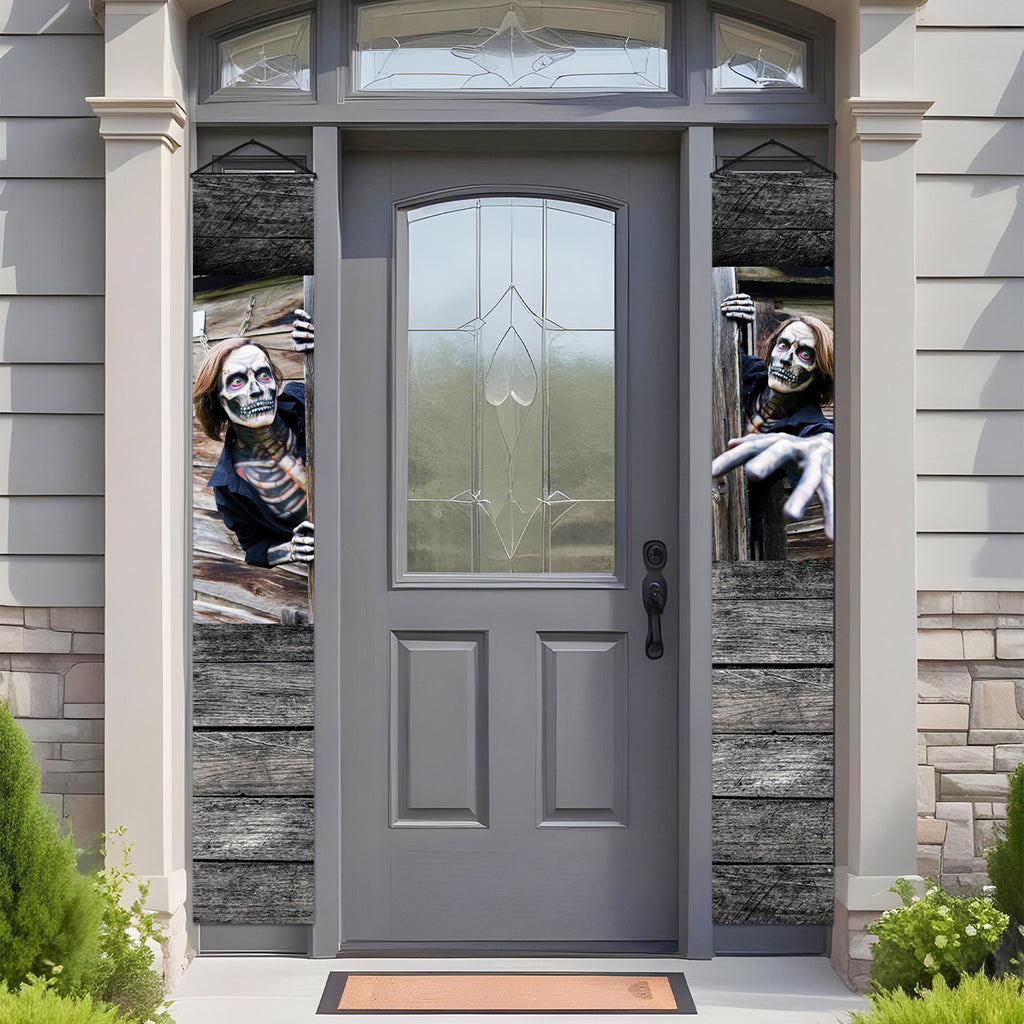 Spooky Door Banners | Chilling Realistic images for Halloween Season | Eerie Door decoration | Creepy Lookout