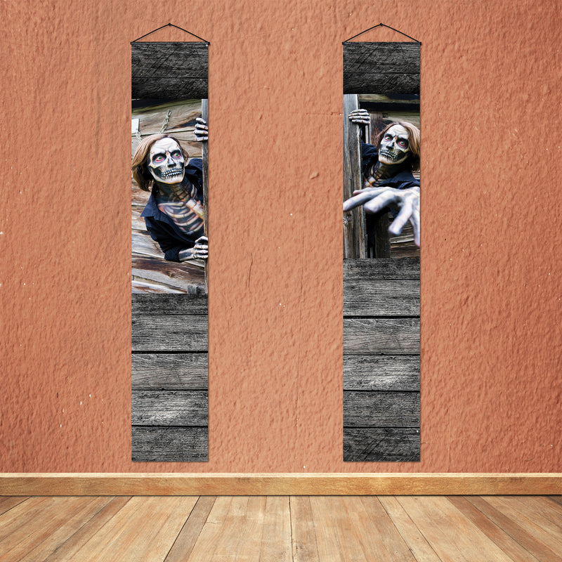 Spooky Door Banners | Chilling Realistic images for Halloween Season | Eerie Door decoration | Creepy Lookout