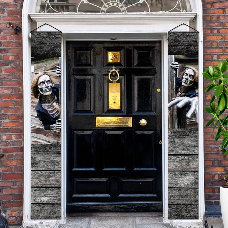 Spooky Door Banners | Chilling Realistic images for Halloween Season | Eerie Door decoration | Creepy Lookout