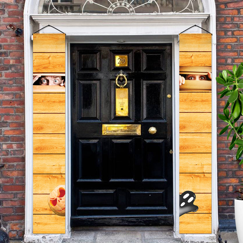 Spooky Door Banners | Chilling Realistic Creepy images for Halloween Season | Eerie Door decoration | Terrified Hostage