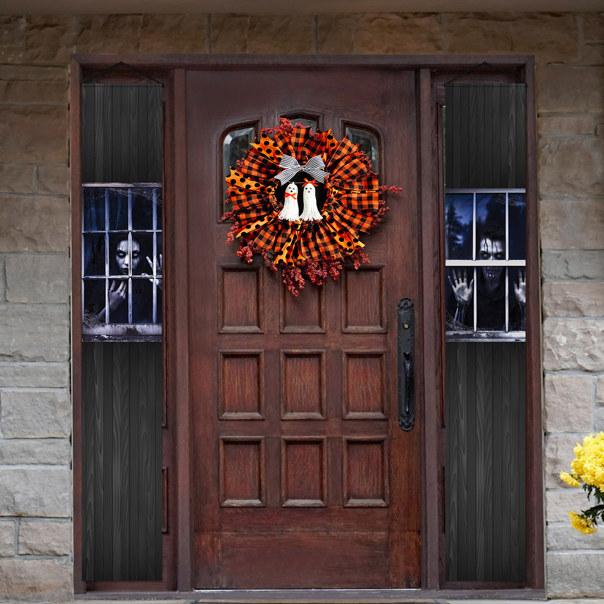 Spooky Door Banners | Chilling Realistic Creepy images for Halloween Season | Eerie Door decoration | Forever Trapped
