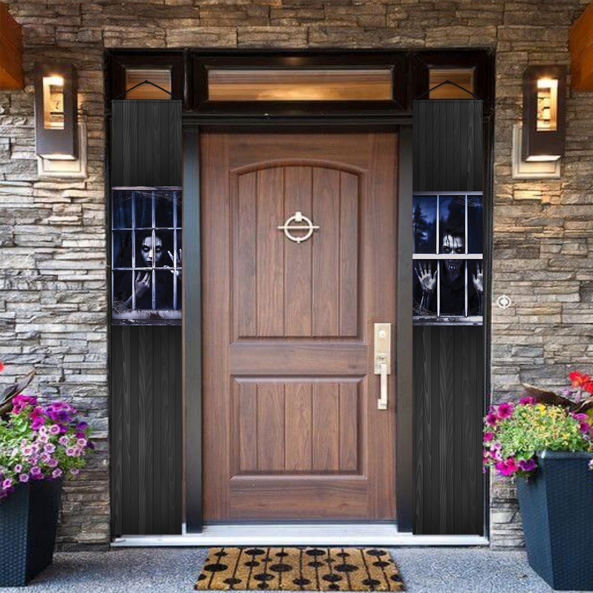 Spooky Door Banners | Chilling Realistic Creepy images for Halloween Season | Eerie Door decoration | Forever Trapped