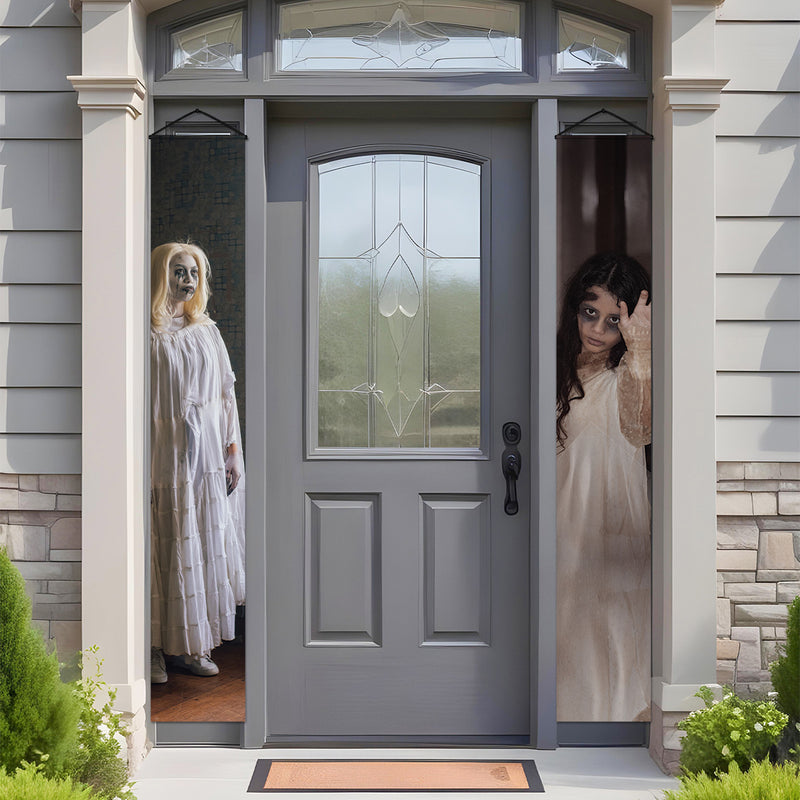 Spooky Door Banners | Chilling Realistic Creepy images for Halloween Season | Eerie Door decoration | White Witches