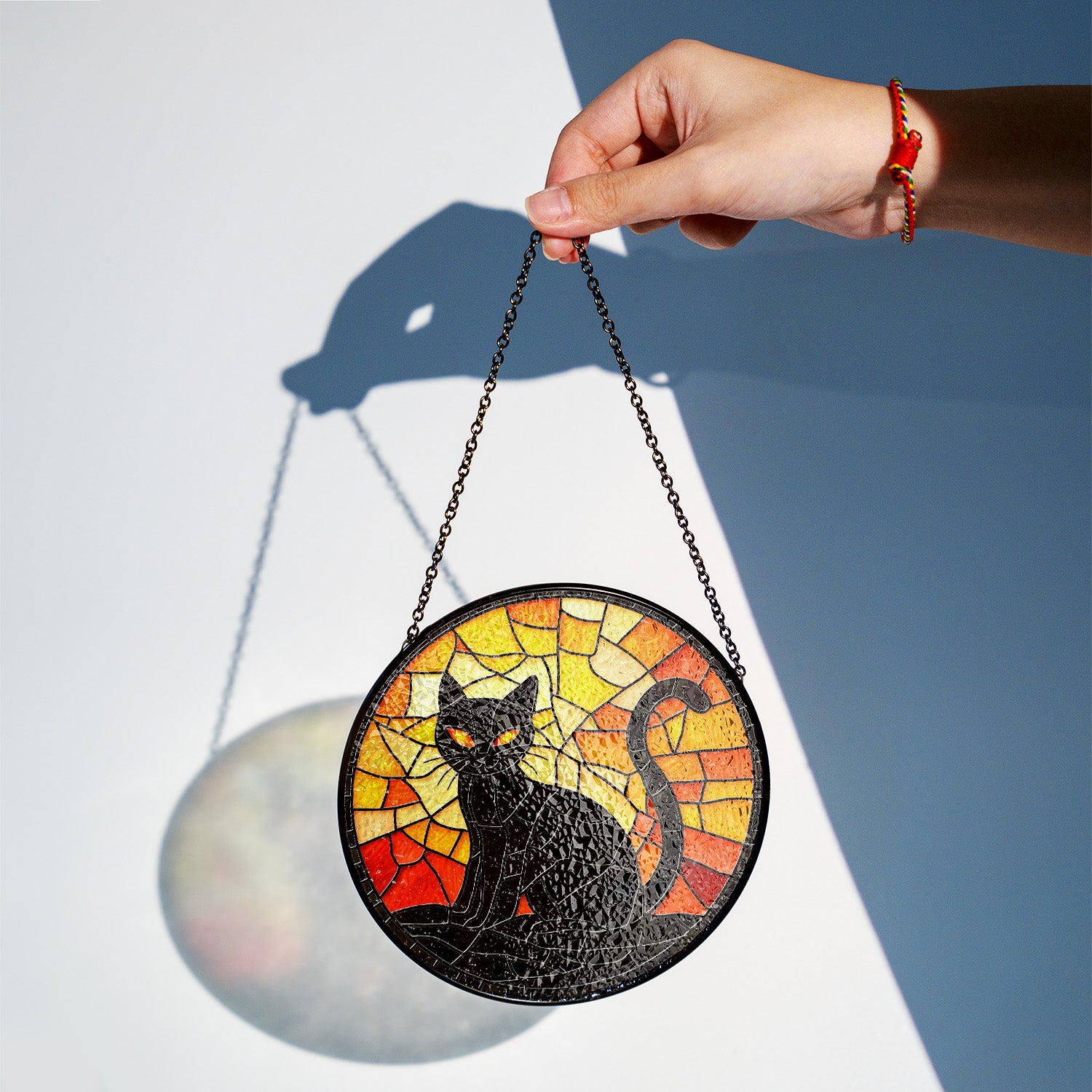 Halloween Stained Glass Suncatcher Collection | Decorative Window Hanging | Multiple Sizes | Holiday Decor Accents | Black Cat