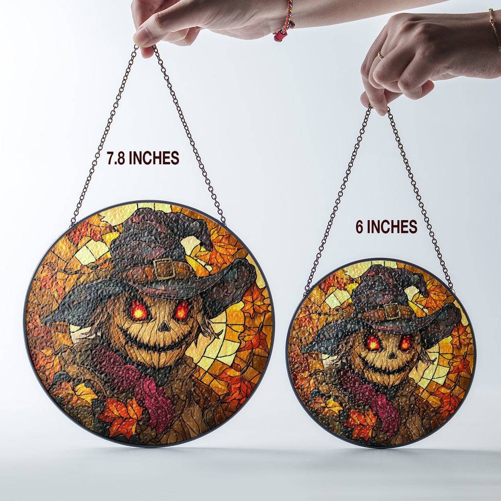 Halloween Stained Glass Suncatcher Collection | Decorative Window Hanging | Multiple Sizes | Holiday Decor Accents | Scarecrow