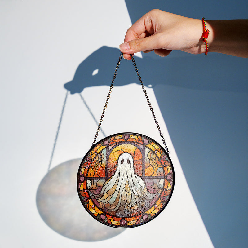 Halloween Stained Glass Suncatcher Collection | Decorative Window Hanging | Multiple Sizes | Holiday Decor Accents | Spooky Ghost