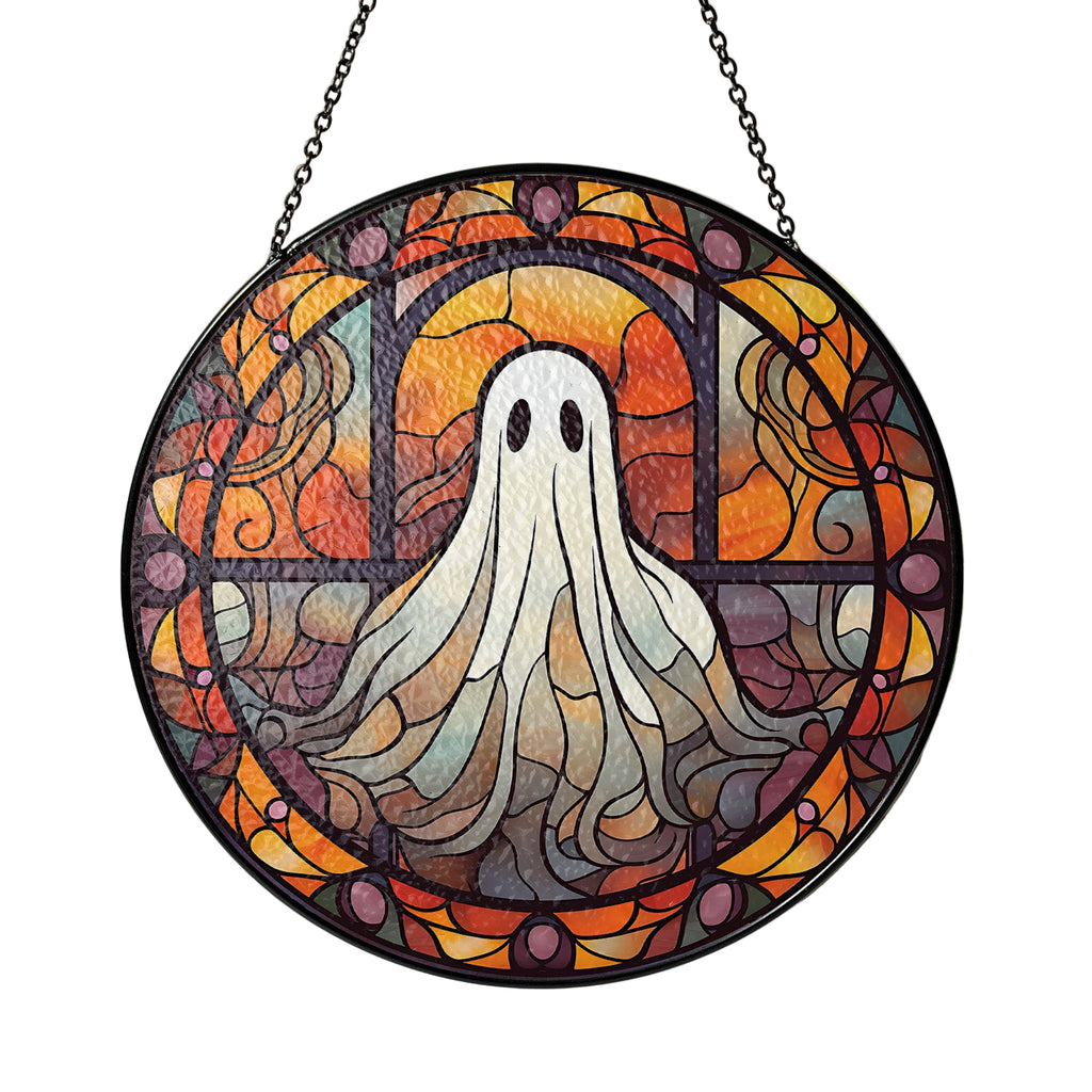 Halloween Stained Glass Suncatcher Collection | Decorative Window Hanging | Multiple Sizes | Holiday Decor Accents | Spooky Ghost