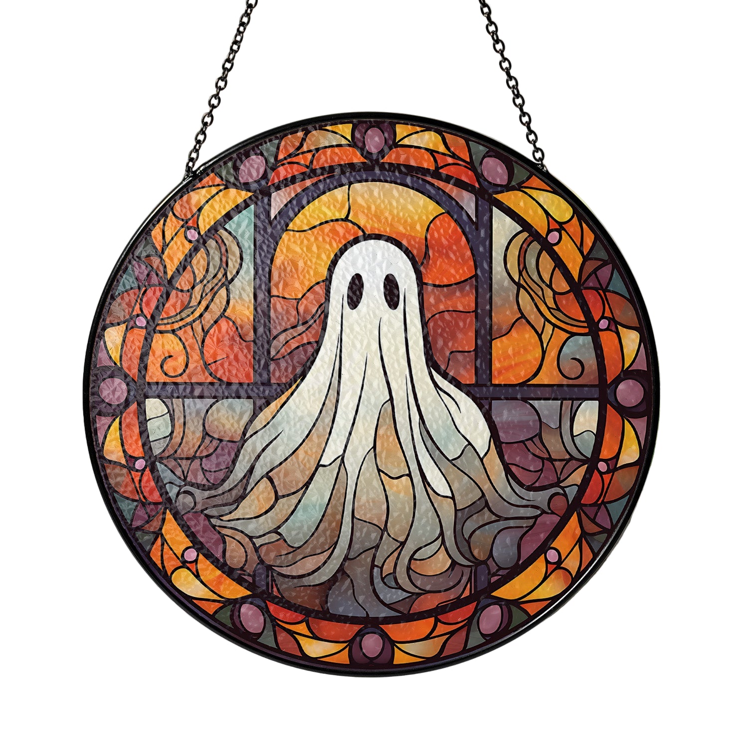 Halloween Stained Glass Suncatcher Collection | Decorative Window Hanging | Multiple Sizes | Holiday Decor Accents | Spooky Ghost