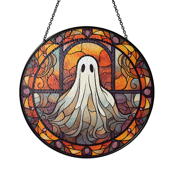 Halloween Stained Glass Suncatcher Collection | Decorative Window Hanging | Multiple Sizes | Holiday Decor Accents | Spooky Ghost