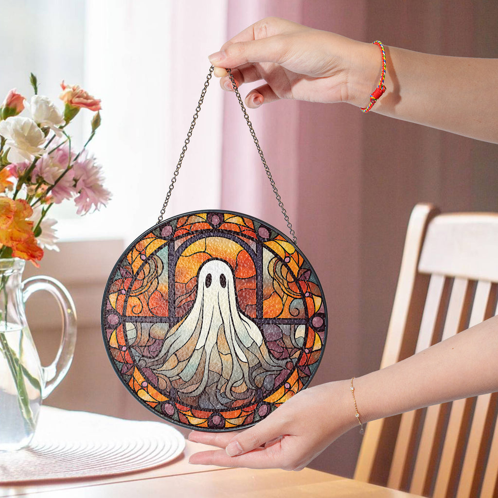 Halloween Stained Glass Suncatcher Collection | Decorative Window Hanging | Multiple Sizes | Holiday Decor Accents | Spooky Ghost