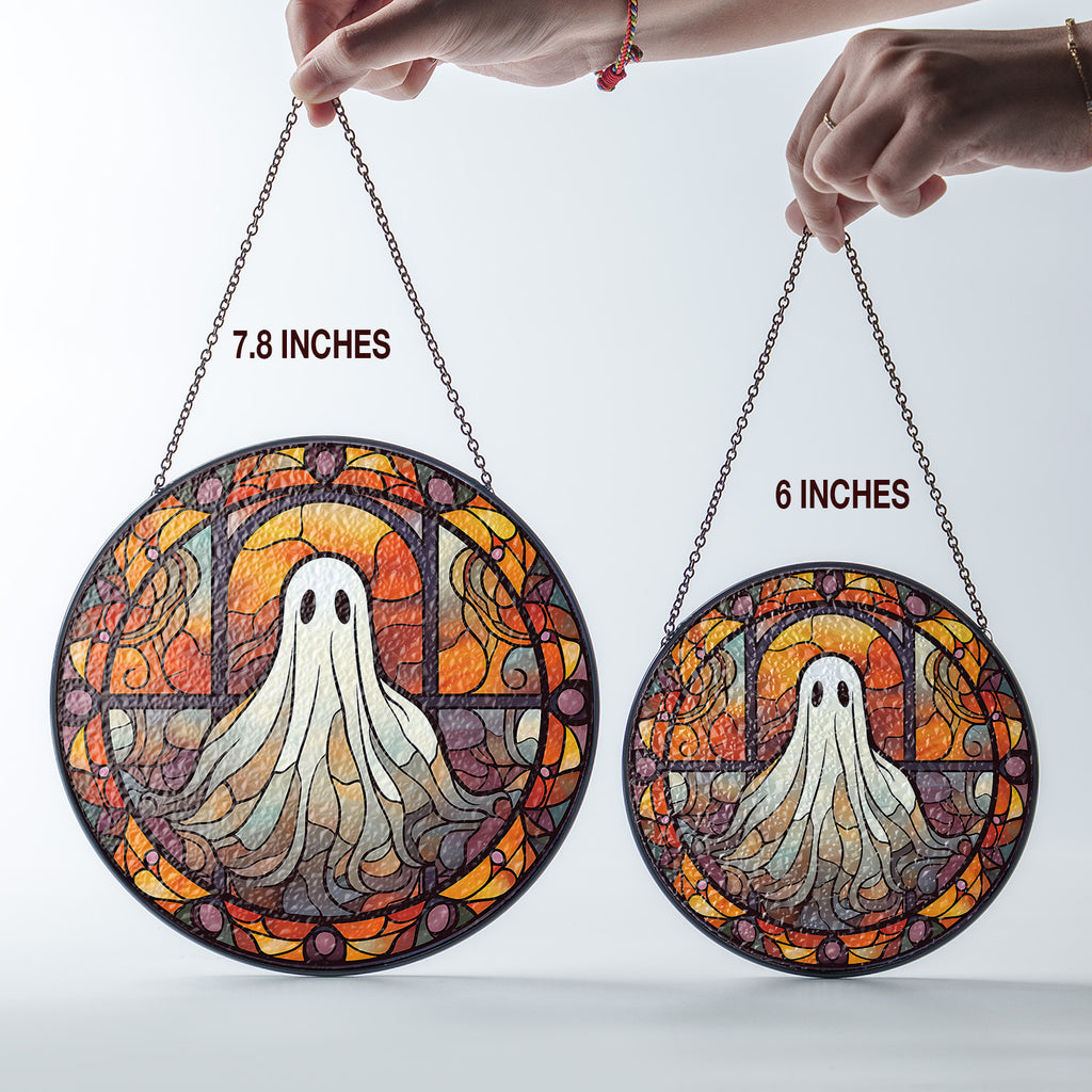 Halloween Stained Glass Suncatcher Collection | Decorative Window Hanging | Multiple Sizes | Holiday Decor Accents | Spooky Ghost