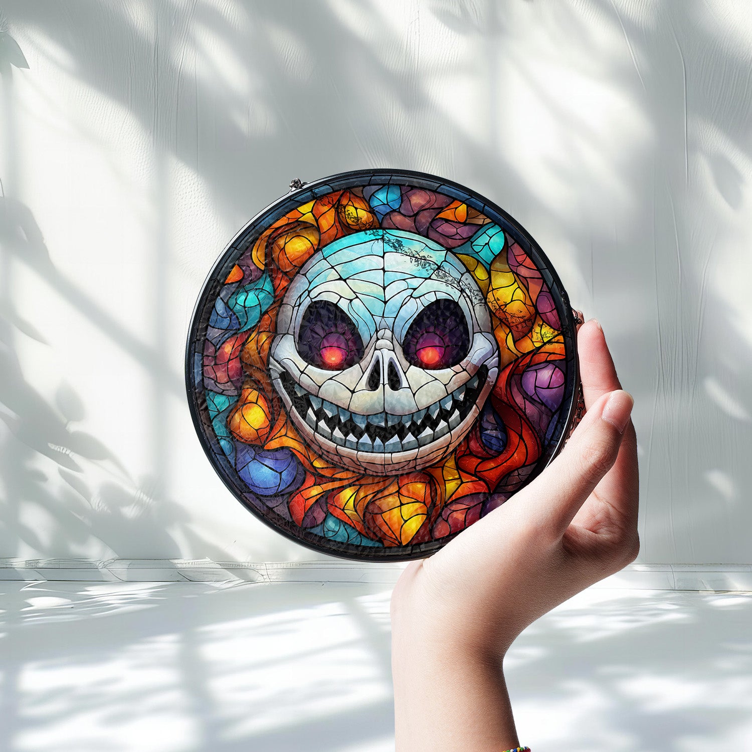 Halloween Stained Glass Suncatcher Collection | Decorative Window Hanging | Multiple Sizes | Holiday Decor Accents | Spooky Grin