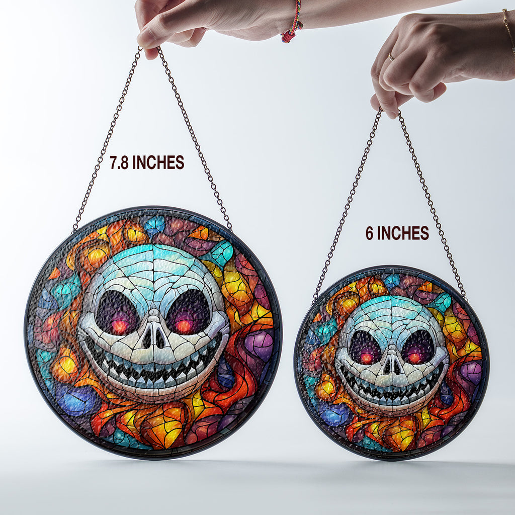 Halloween Stained Glass Suncatcher Collection | Decorative Window Hanging | Multiple Sizes | Holiday Decor Accents | Spooky Grin