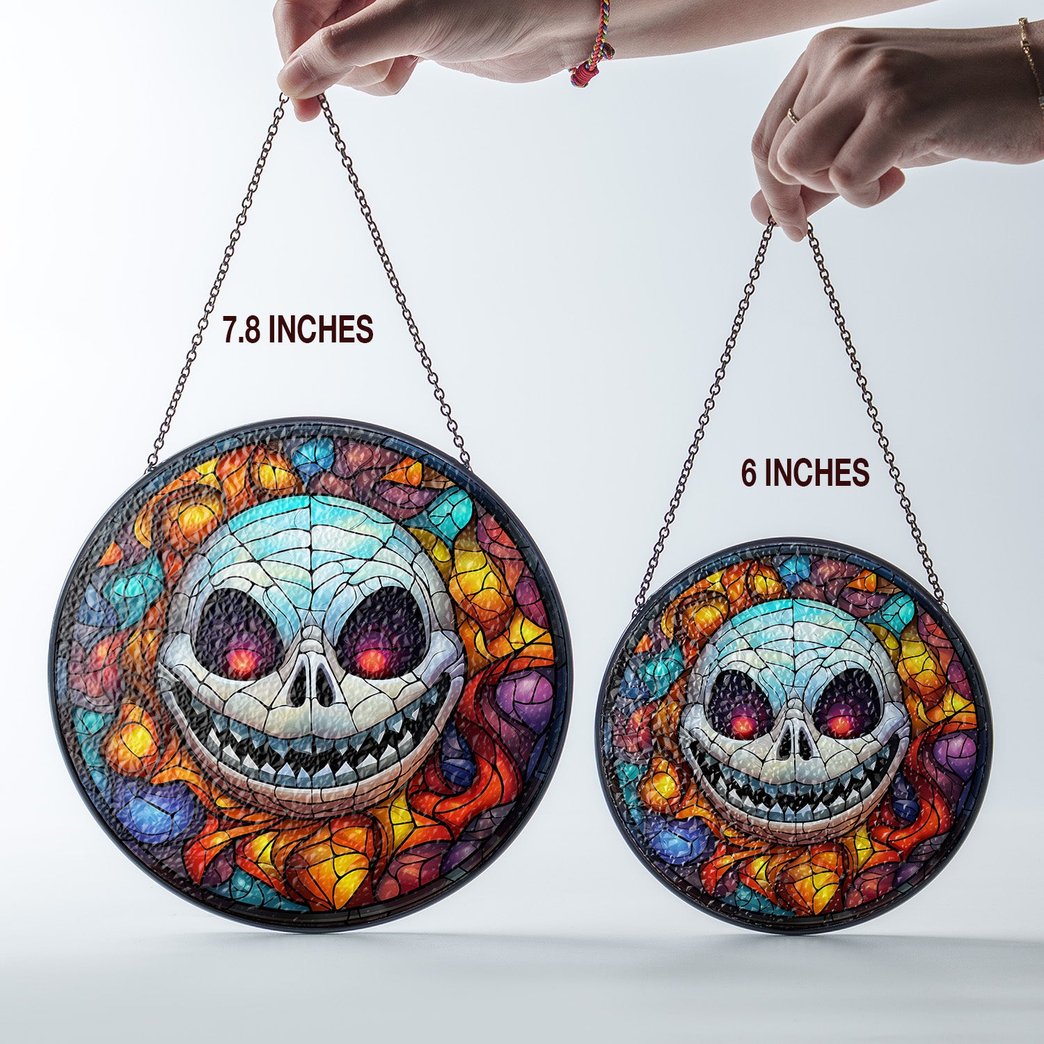 Halloween Stained Glass Suncatcher Collection | Decorative Window Hanging | Multiple Sizes | Holiday Decor Accents | Spooky Grin