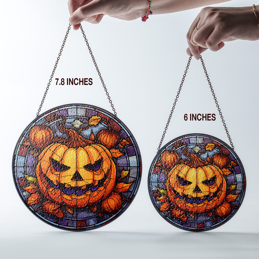 Halloween Stained Glass Suncatcher Collection | Decorative Window Hanging | Multiple Sizes | Holiday Decor Accents | Spooky Pumpkin