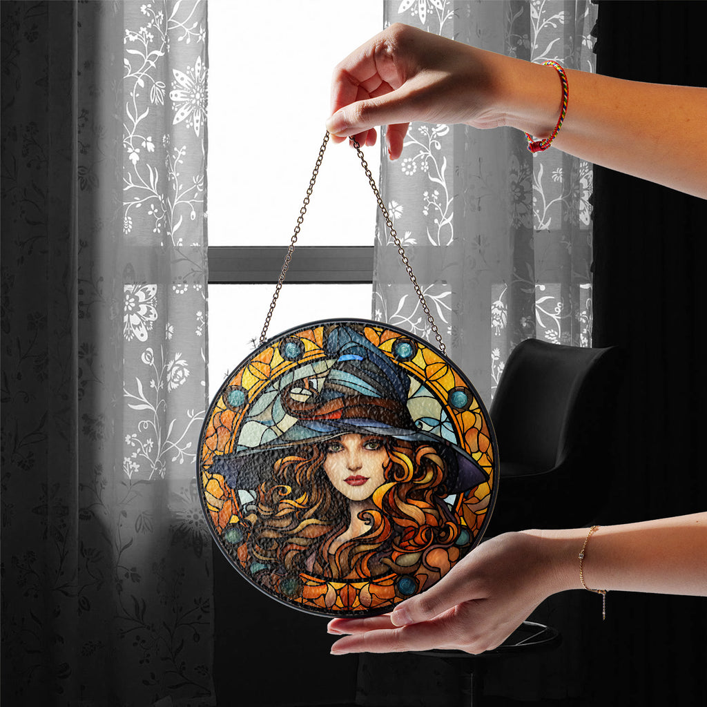 Halloween Stained Glass Suncatcher Collection | Decorative Window Hanging | Multiple Sizes | Holiday Decor Accents | Witch Beauty