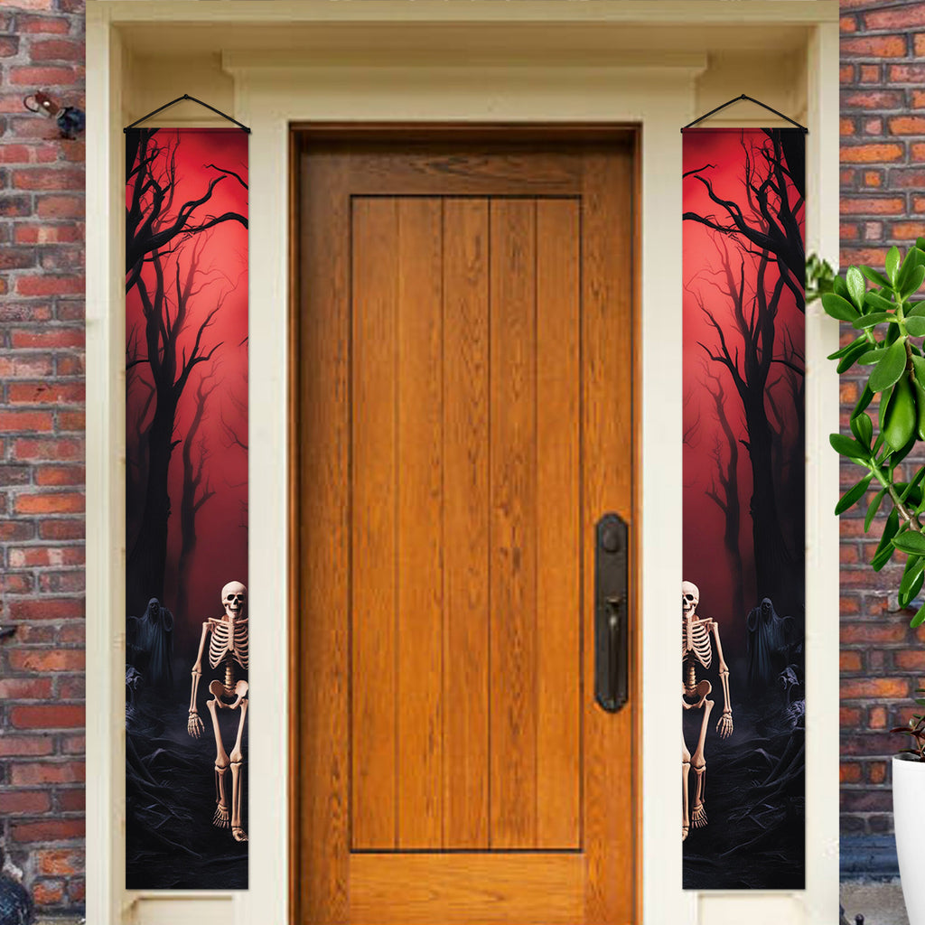Water-resistant nylon skeleton Halloween door banners