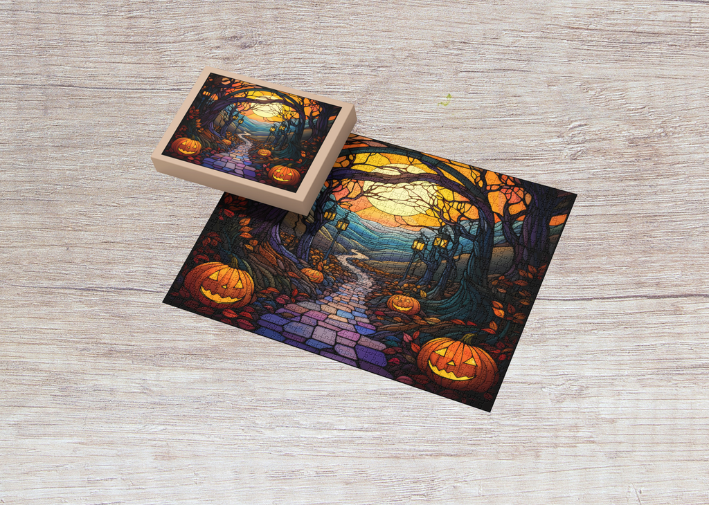 Rectangle Puzzles for All Ages – High-Quality, Durable, and Fun Jigsaw with Precision Laser-Cut Pieces | Stained Glass Art - Creepy Castle