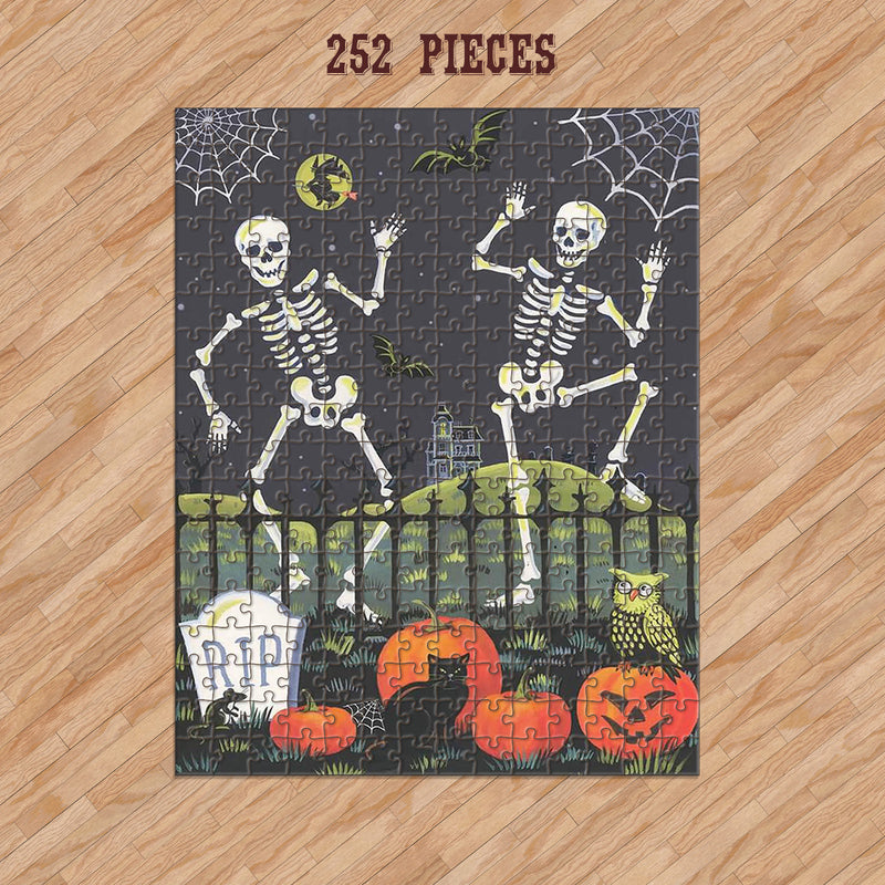 Rectangle Puzzles for All Ages – High-Quality, Durable, and Fun Jigsaw with Precision Laser-Cut Pieces | Halloween Night Skeleton Dance