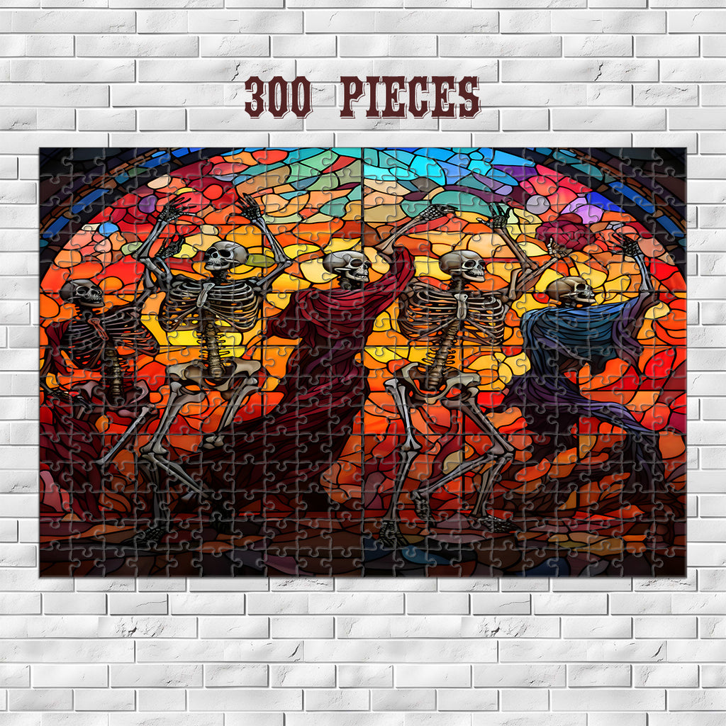 300 piece Halloween skeleton dance wooden jigsaw puzzle