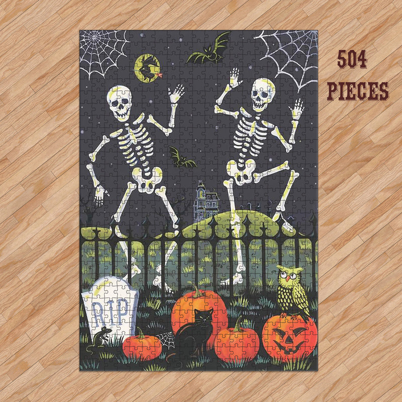 Rectangle Puzzles for All Ages – High-Quality, Durable, and Fun Jigsaw with Precision Laser-Cut Pieces | Halloween Night Skeleton Dance