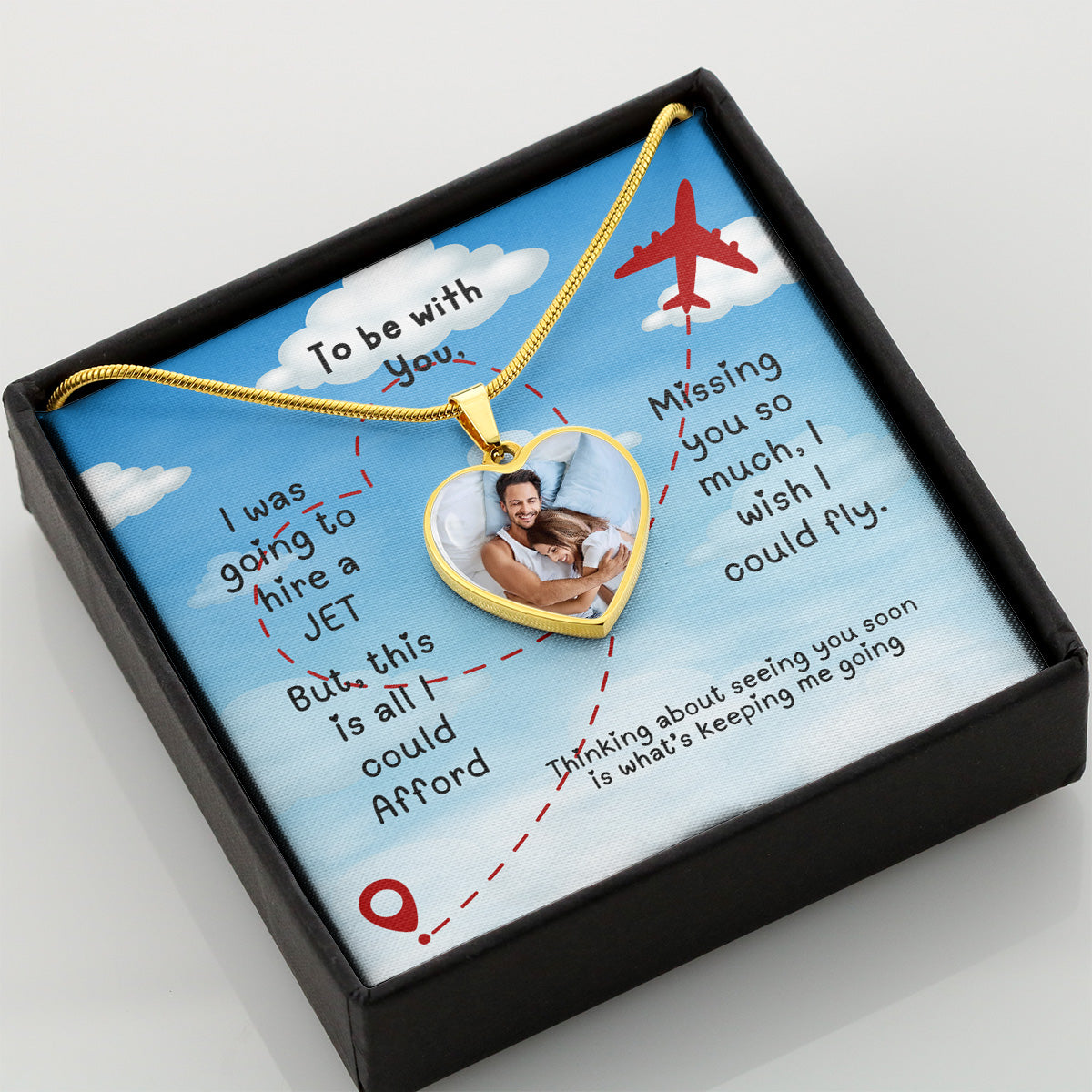 LDR Gift | Long Distance Relationship Gift for Her | Long Distance Love | Cute Funny Gift for Wife or Girlfriend | Photo Pendant | Hire a Jet