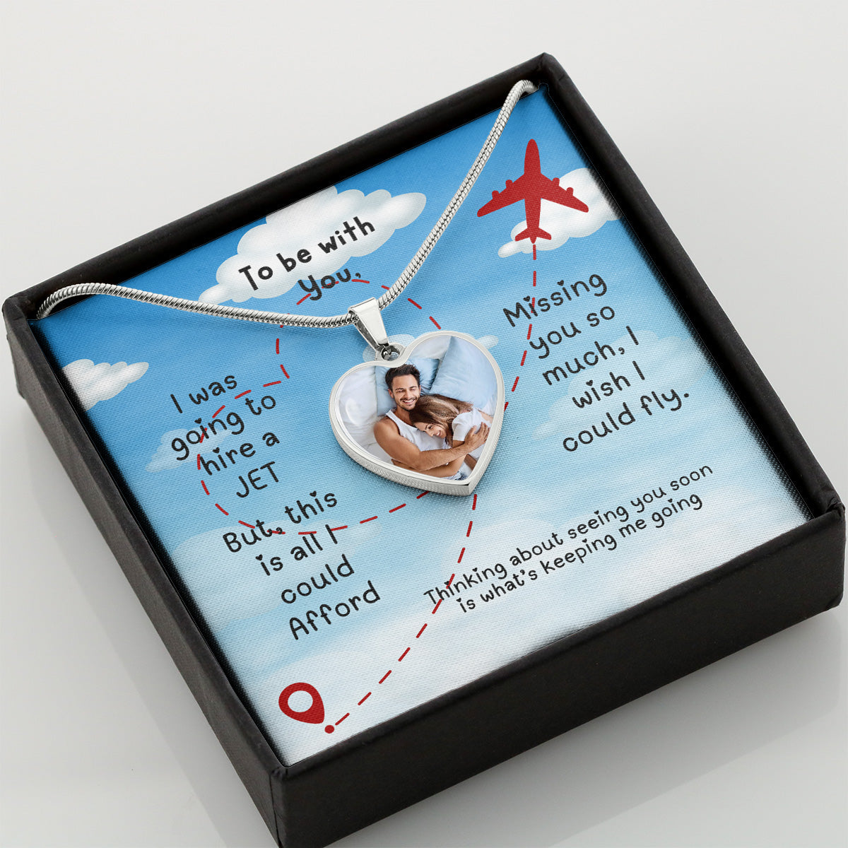 LDR Gift | Long Distance Relationship Gift for Her | Long Distance Love | Cute Funny Gift for Wife or Girlfriend | Photo Pendant | Hire a Jet