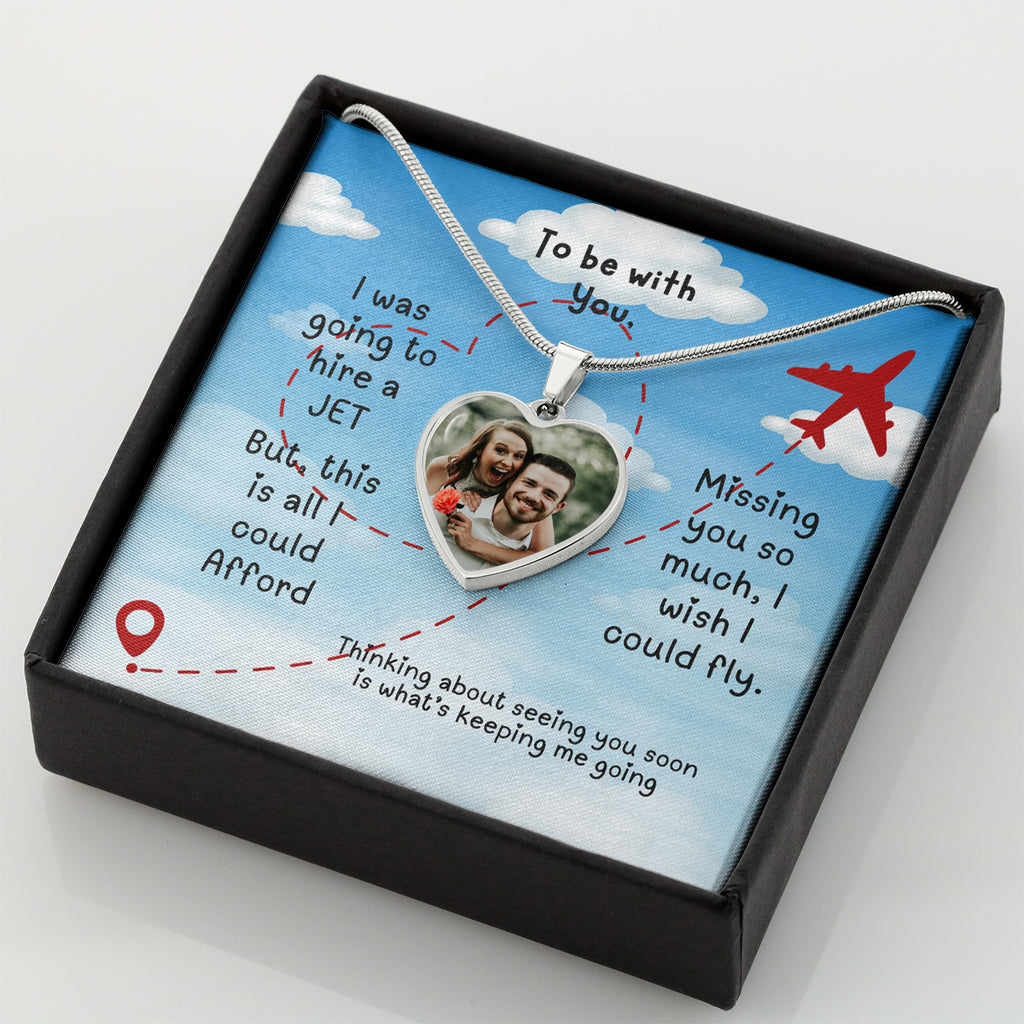 LDR Gift | Long Distance Relationship Gift for Her | Long Distance Love | Cute Funny Gift for Wife or Girlfriend | Photo Pendant | Hire a Jet