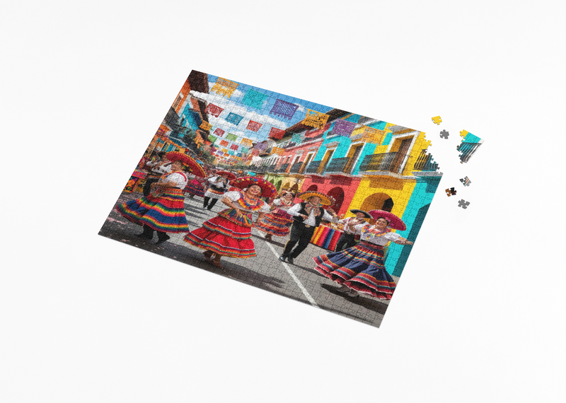 Rectangle Puzzles for All Ages – High-Quality, Durable, and Fun Jigsaw with Precision Laser-Cut Pieces | Hispanic Heritage-Street Festival