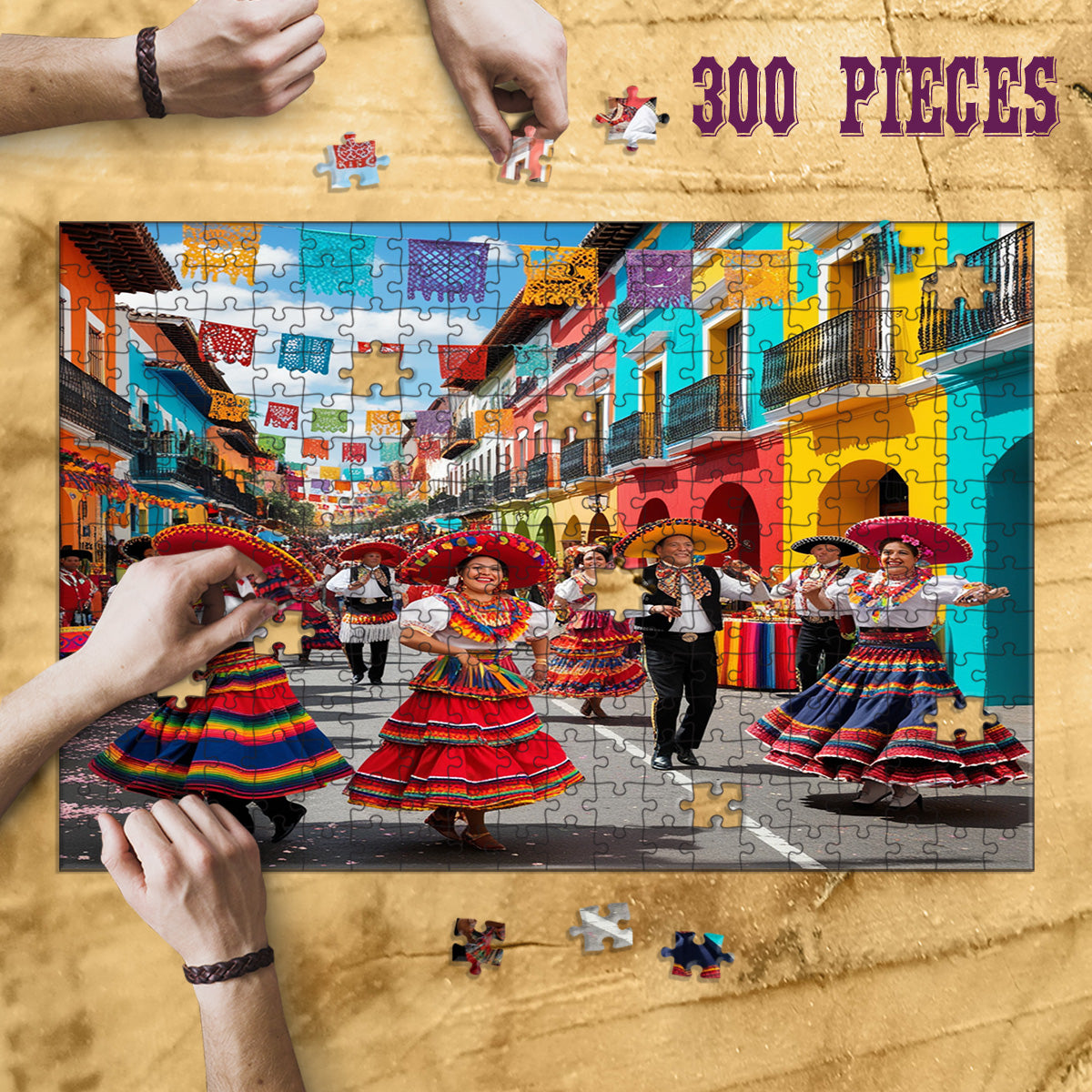 Rectangle Puzzles for All Ages – High-Quality, Durable, and Fun Jigsaw with Precision Laser-Cut Pieces | Hispanic Heritage-Street Festival