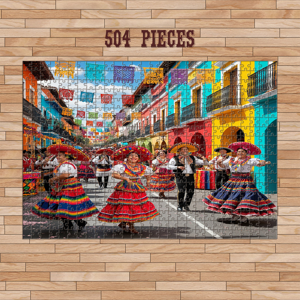 504-piece Hispanic Heritage Street Festival wooden jigsaw puzzle