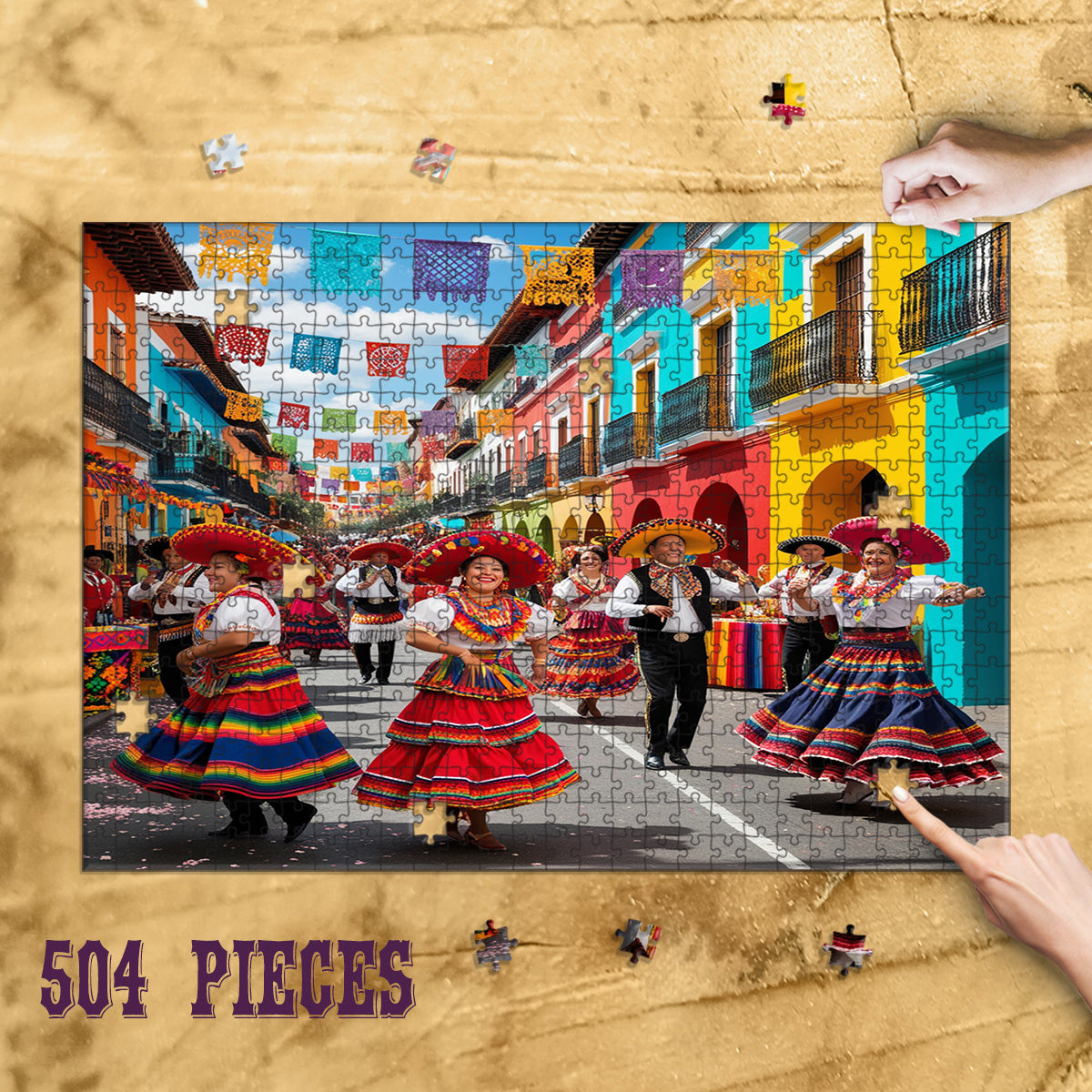 Rectangle Puzzles for All Ages – High-Quality, Durable, and Fun Jigsaw with Precision Laser-Cut Pieces | Hispanic Heritage-Street Festival