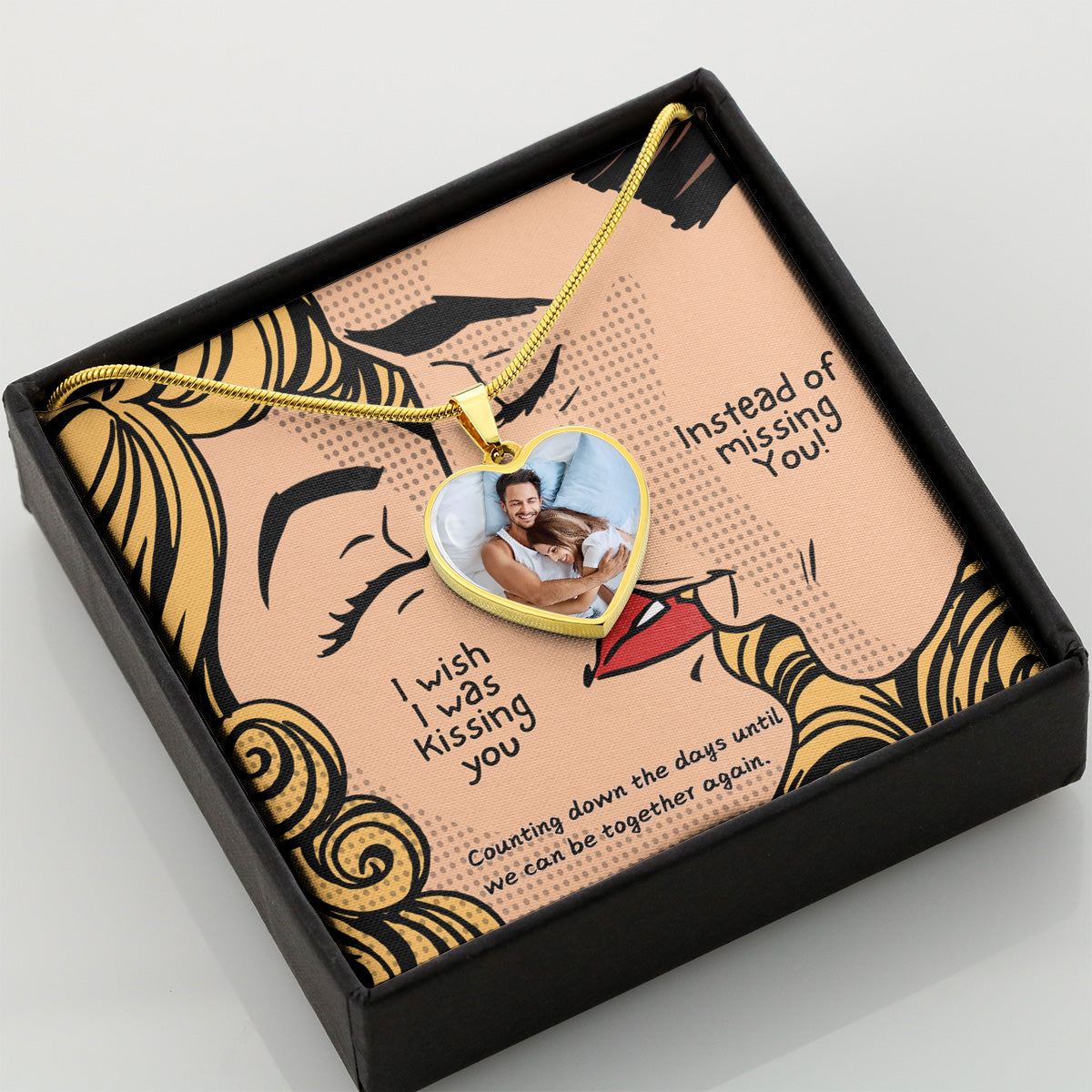 LDR Gift | Long Distance Relationship Gift for Her | Long Distance Love | Cute Funny Gift for Wife or Girlfriend | Photo Pendant | Kissing you
