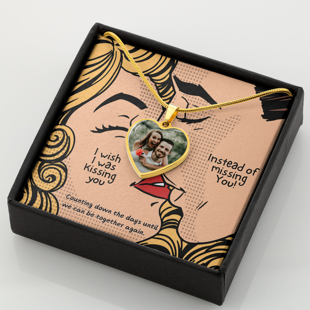 LDR Gift | Long Distance Relationship Gift for Her | Long Distance Love | Cute Funny Gift for Wife or Girlfriend | Photo Pendant | Kissing you