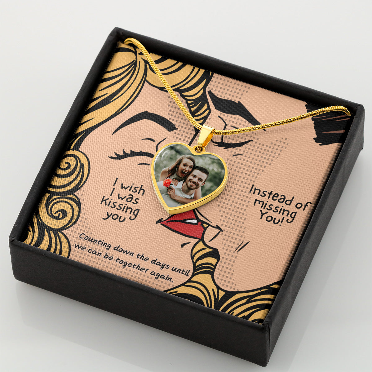 LDR Gift | Long Distance Relationship Gift for Her | Long Distance Love | Cute Funny Gift for Wife or Girlfriend | Photo Pendant | Kissing you