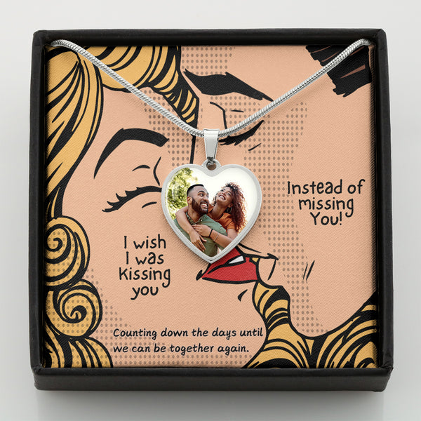 LDR Gift | Long Distance Relationship Gift for Her | Long Distance Love | Cute Funny Gift for Wife or Girlfriend | Photo Pendant | Kissing you