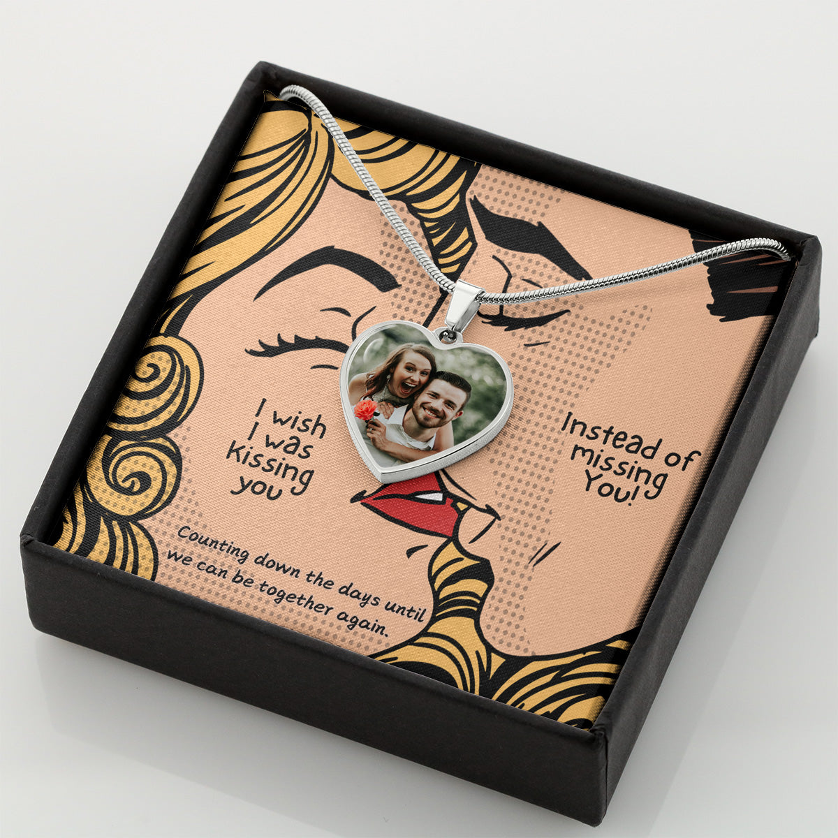 LDR Gift | Long Distance Relationship Gift for Her | Long Distance Love | Cute Funny Gift for Wife or Girlfriend | Photo Pendant | Kissing you