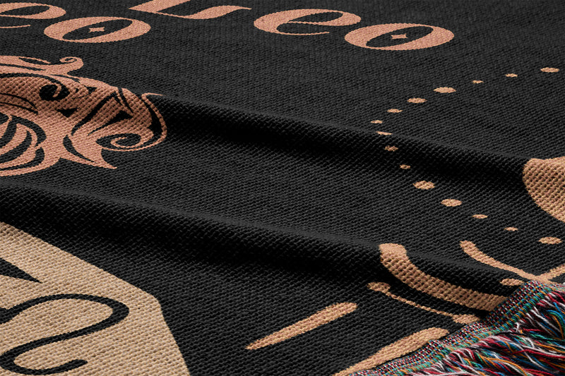 Leo and Leo Zodiac Compatibility Woven Throw Tapestry - Elevate home decor with this boho-inspired, celestial charm blanket. Perfect for astrology enthusiasts, featuring Leo and Leo sun signs, adding unique, artistic flair to your living space. Premium cotton, cozy, and decorative.