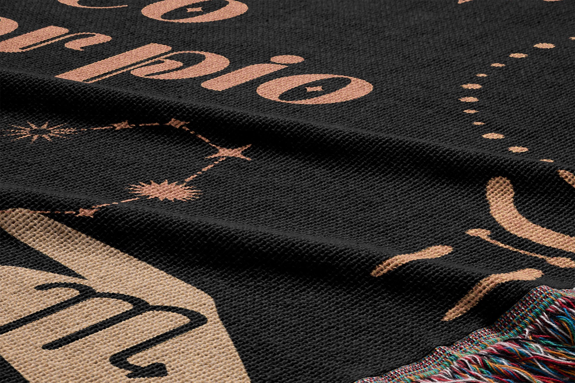 Leo and Scorpio Zodiac Compatibility Woven Throw Tapestry - Elevate home decor with this boho-inspired, celestial charm blanket. Perfect for astrology enthusiasts, featuring Leo and Scorpio sun signs, adding unique, artistic flair to your living space. Premium cotton, cozy, and decorative.
