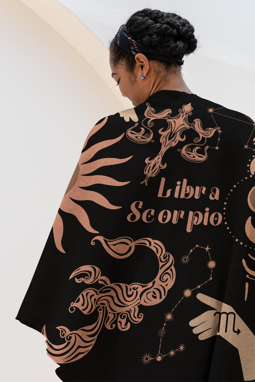 Libra and Scorpio Zodiac Compatibility Woven Throw Tapestry - Elevate home decor with this boho-inspired, celestial charm blanket. Perfect for astrology enthusiasts, featuring Libra and Scorpio sun signs, adding unique, artistic flair to your living space. Premium cotton, cozy, and decorative.