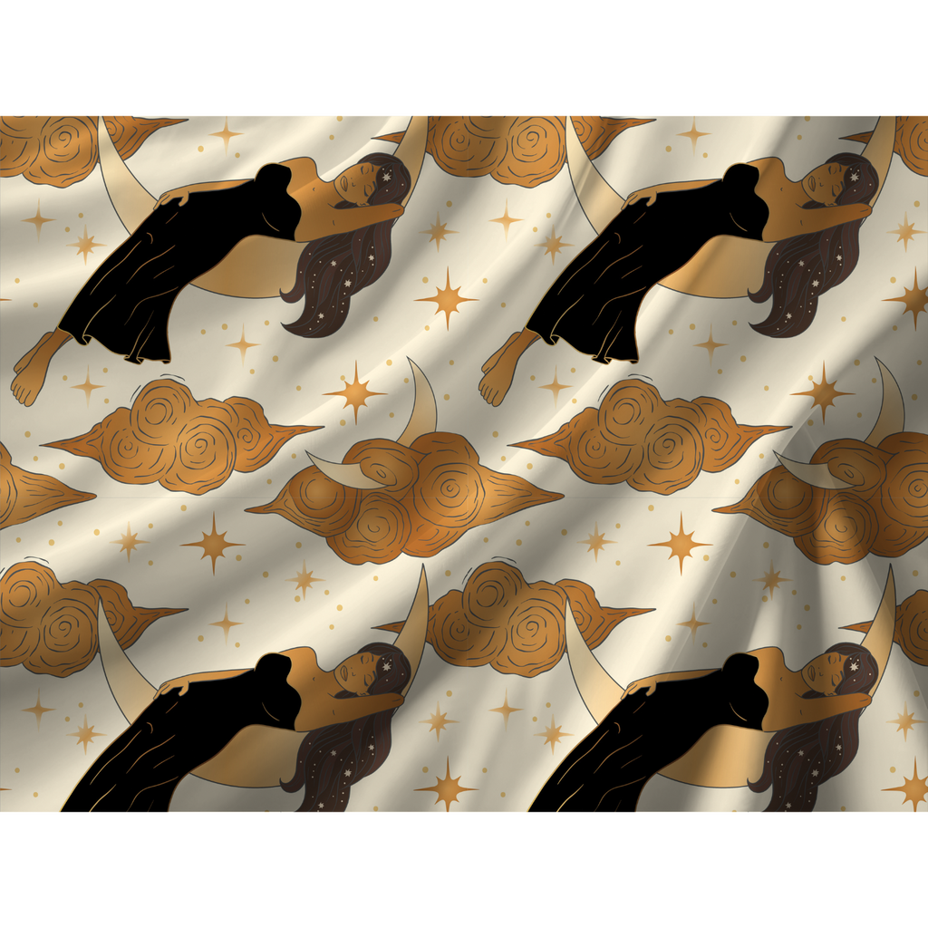 Close-up of celestial maiden duvet cover pattern