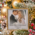 First Christmas Married Ornament – Personalized Double-Sided Photo Keepsake