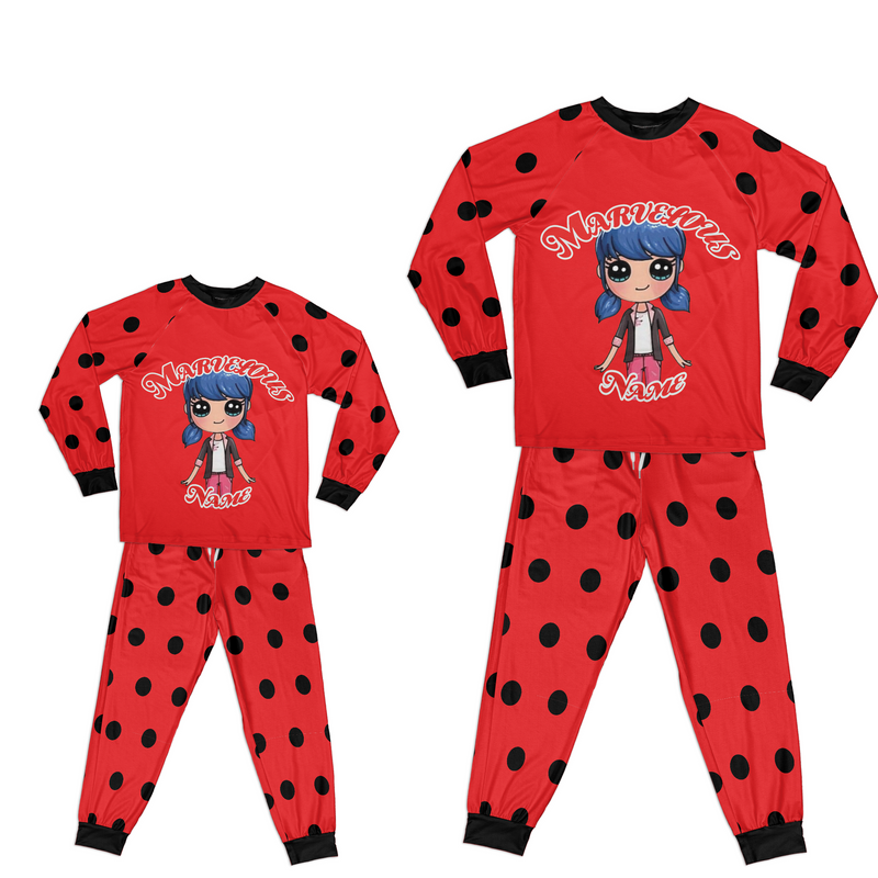 Personalized Family Pajama Sets | Matching Xmas Jammies for ADULTS | Christmas Holiday family PJs | Marvelous Ladybug nightsuit