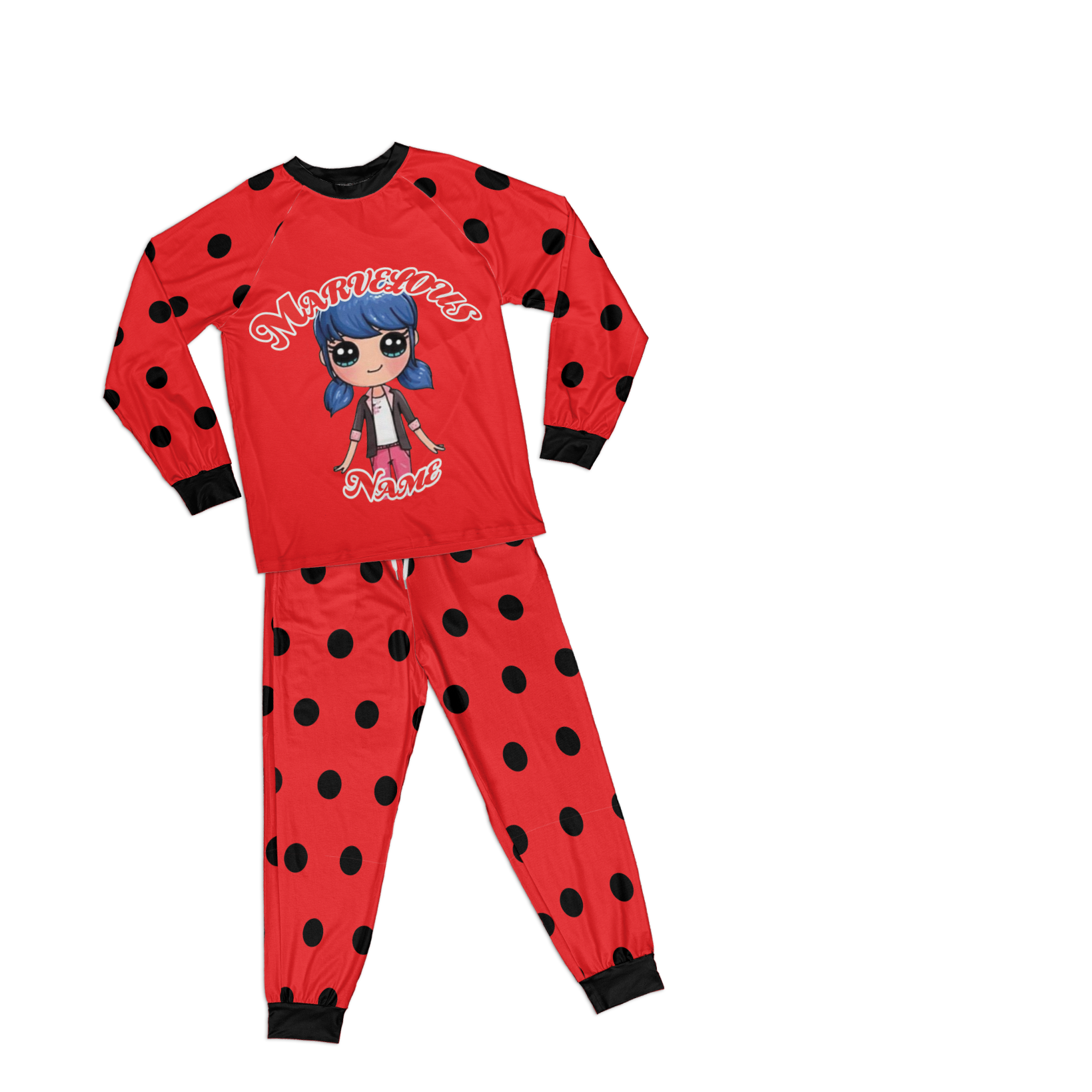 Personalized Family Pajama Sets | Matching Xmas Jammies for ADULTS | Christmas Holiday family PJs | Marvelous Ladybug nightsuit