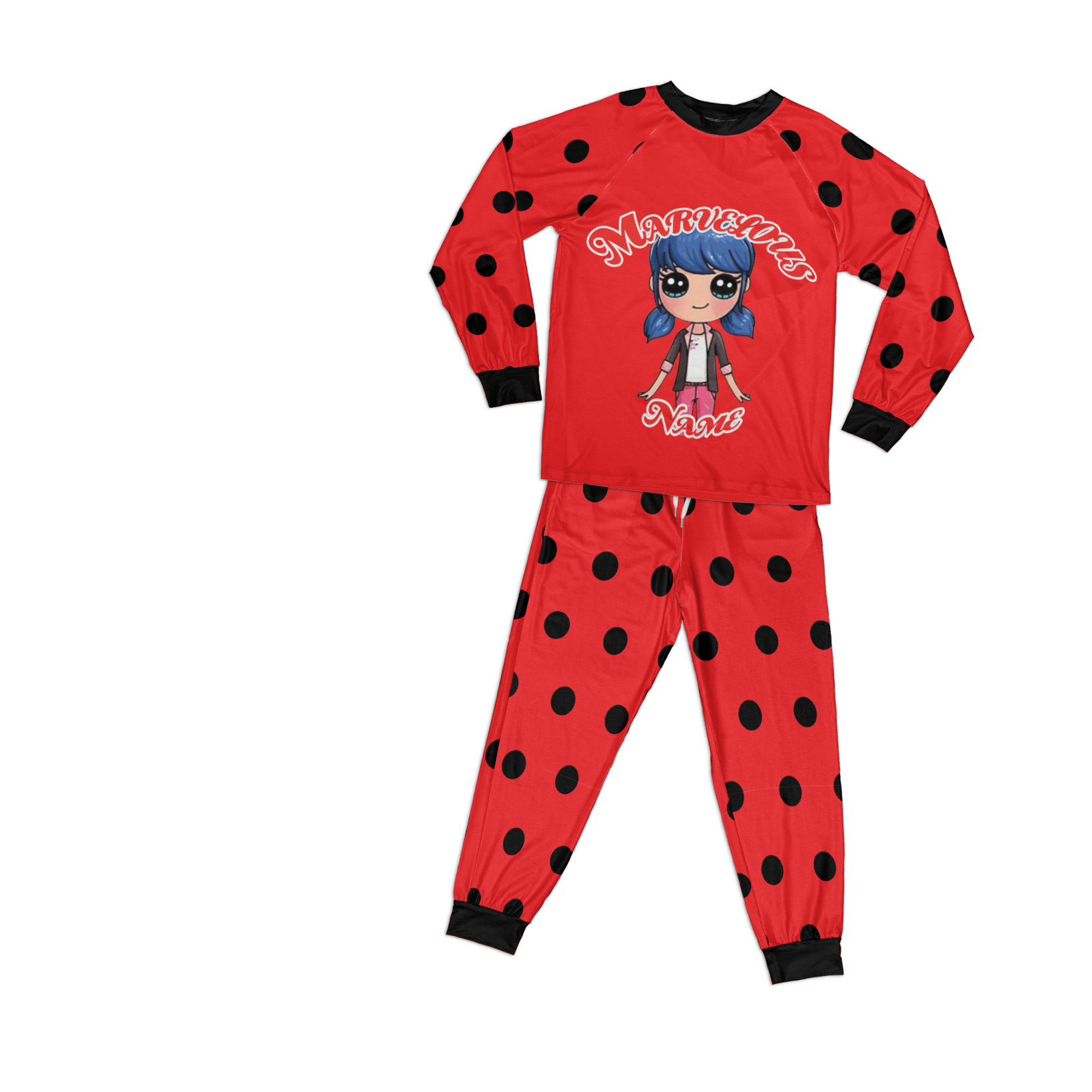 Personalized Family Pajama Sets | Matching Xmas Jammies for ADULTS | Christmas Holiday family PJs | Marvelous Ladybug nightsuit